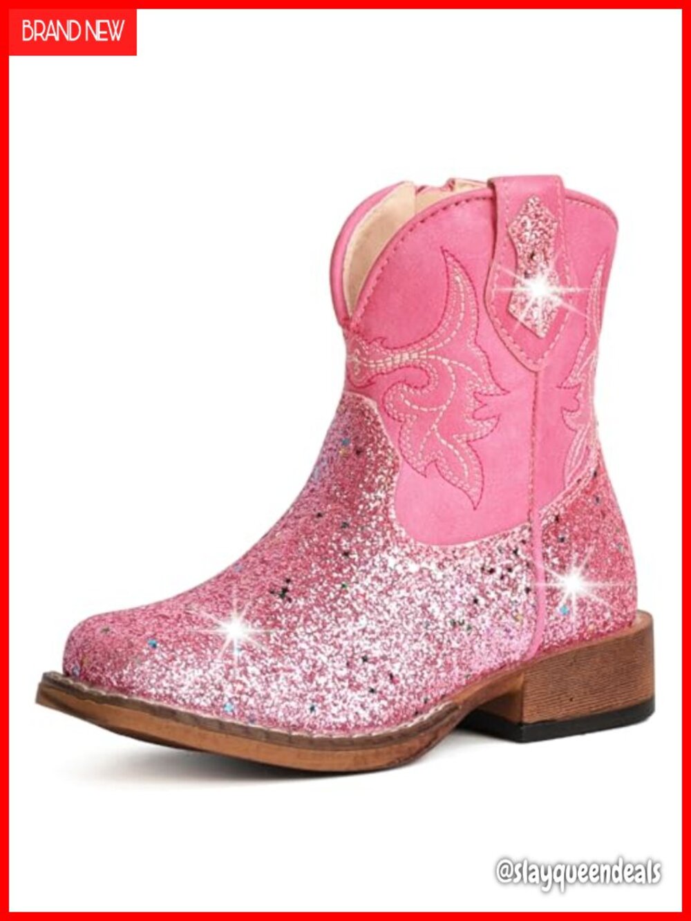 Girls Toddler Cowboy Boots Faux Leather Side Zipper Western Boots for Kids